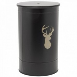 Coffre à Pellets Métal Noir Motif Tête de Cerf : Range Granulés Design Rangement Poêle à Bois & Granulés
