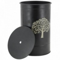 Black Pellets Box Black Pattern with Lid: Storage Granules Design Storage Wood Stove