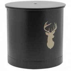Granuli di stoccaggio Metallo nero con ruote e setaccio Cerf Pattern: Pellet Cassaggio Design Stoving Stoccaggio