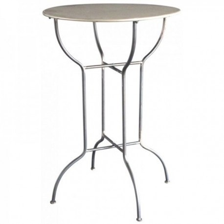 Round bar table in antique gray lacquered metal
