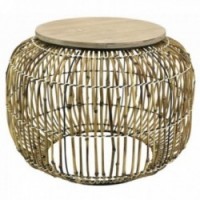 Rattan Okrągły stolik do kawy i drewno Ø 60 cm