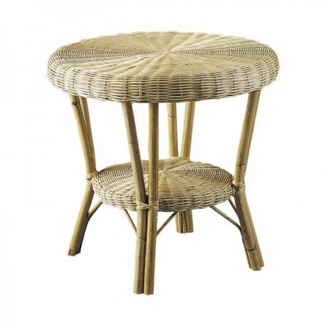 Round table in manau and natural rattan core