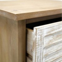 Table console en bois vieilli et cérusé 2 tiroirs