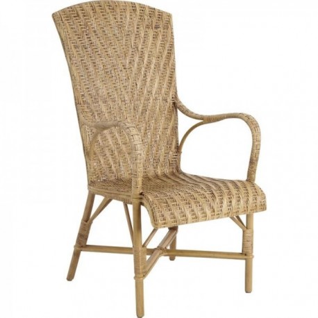 Armchair in manau and antique rattan blade