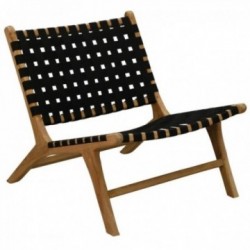 Niedriger Design-Sessel aus Teakholz und Nylon