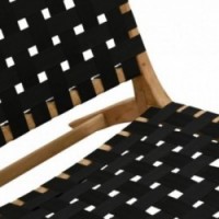 Design low armchair in teak and nylon