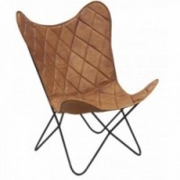 Butterfly armchair in brown leather and diamonds
