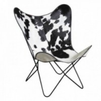 Armchair in white and black cowhide