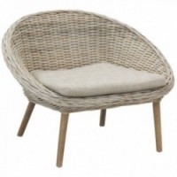 Round armchair in gray poelet with cushion