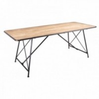 Design table in medium with contour and metal foot