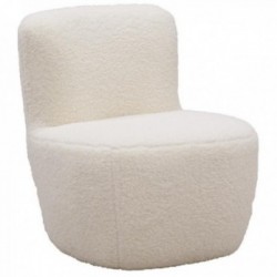 Fåtölj Pouf Sheep Effect Loop Wool med massivt trästruktur - Design sittplatser och mysig kokong för vardagsrummet