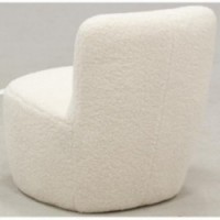 Armchair Pouf Sheep Effect Loop Wool With Solid Wood Structure - Design Seating and Cozy Cocoon for the Living Room