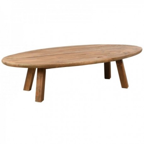 Oval coffee table in recycled pine wood