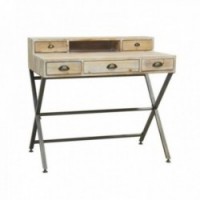 Schreibtisch aus Holz mit Metallbeinen mit 5 Schubladen