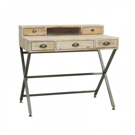 Wooden desk with 5 drawers metal legs