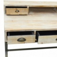 Mesa de madeira com 5 gavetas pés de metal