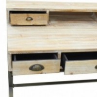 Træ og metal Desk industriel stil med 5 opbevaringsskuffer - Design arbejdsområde og robusthed