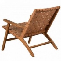 Fotel tekowy i pełna skóra krowy