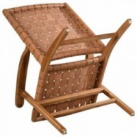 Fotel tekowy i pełna skóra krowy