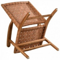 Fotel tekowy i pełna skóra krowy