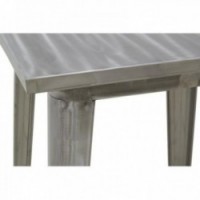 High table and 2 stools set in brushed steel
