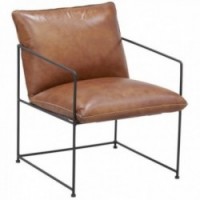 Buffalo leather armchair with metal structure