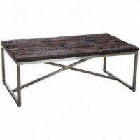 Coffee table in copper steel and solid wood