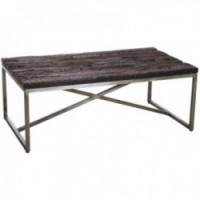 Copper steel and solid wood coffee table