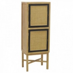 Solid Wooden Manguier and Natural Rattan Cane Drescent - Buffets & Cripeliers - Bohemian Storage Furniture 2 Doors