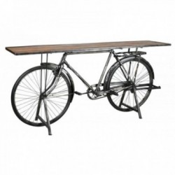 Consola de bicicleta em metal e madeira