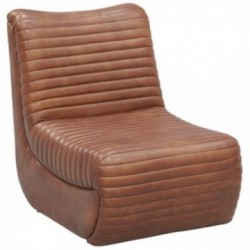 Aniline Full Blomst Brun Buffalo Leather Bottom Lenestol med Craft Stitching | Vintage design sitter