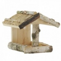 Wall-mounted bird feeder in wood, pine and birch