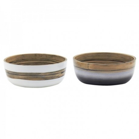 Lacquered and natural bamboo bowls Ø 15 cm - Set of 4