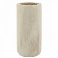Grand vase rond en bois clair