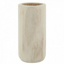 Große runde Vase aus hellem Holz