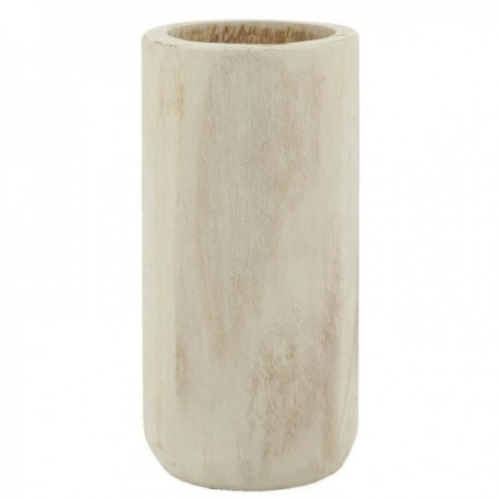Large round vase in light wood