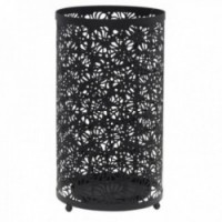 Black Metal Paraplu's Houder Design Openwork Flowers - Chic en stijlvolle opslag voor moderne ingang