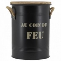 Banqueta e balde de pellet de metal preto "pelo fogo"