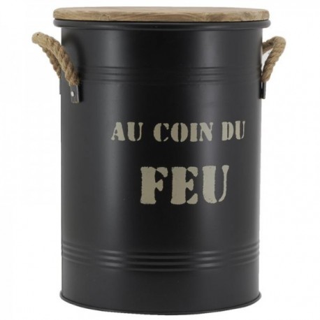 Banqueta e balde de pellet de metal preto "pelo fogo"