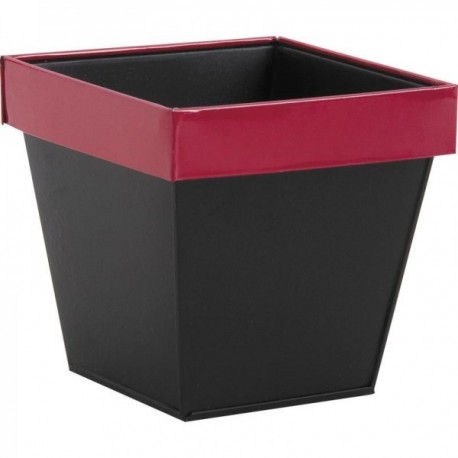 Black and red zinc planter 13.5 x 13.5 x 13.5 cm