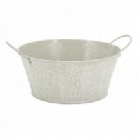 Pyöreä kori beige lakattu metalli Ø 20-15 h 9 cm