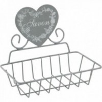 Porte savon mural en métal chic coeur