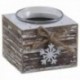 Wooden candlestick with Christmas snowflake