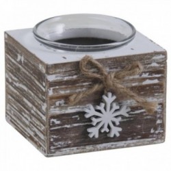 Bougeoir en bois avec flocon de neige Noël