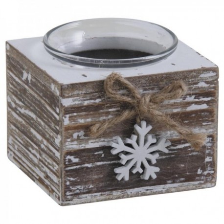 Candelabro in legno con fiocco di neve di Natale