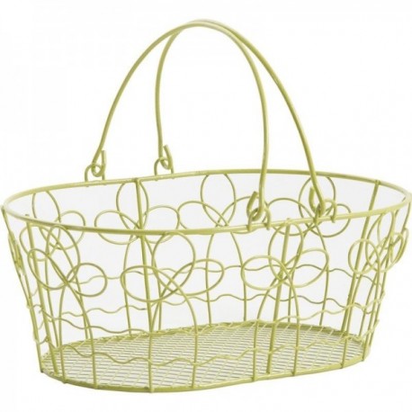 Green lacquered metal basket