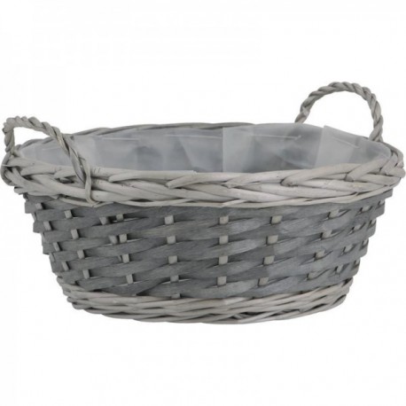 Basket with two handles in gray splint