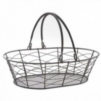 Aged metal basket with mobile handles