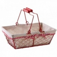 Rectangular basket in red lacquered mesh