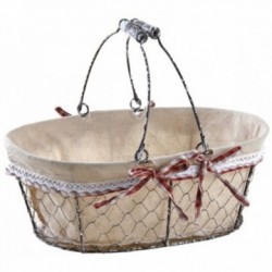Aged wire mesh oval basket